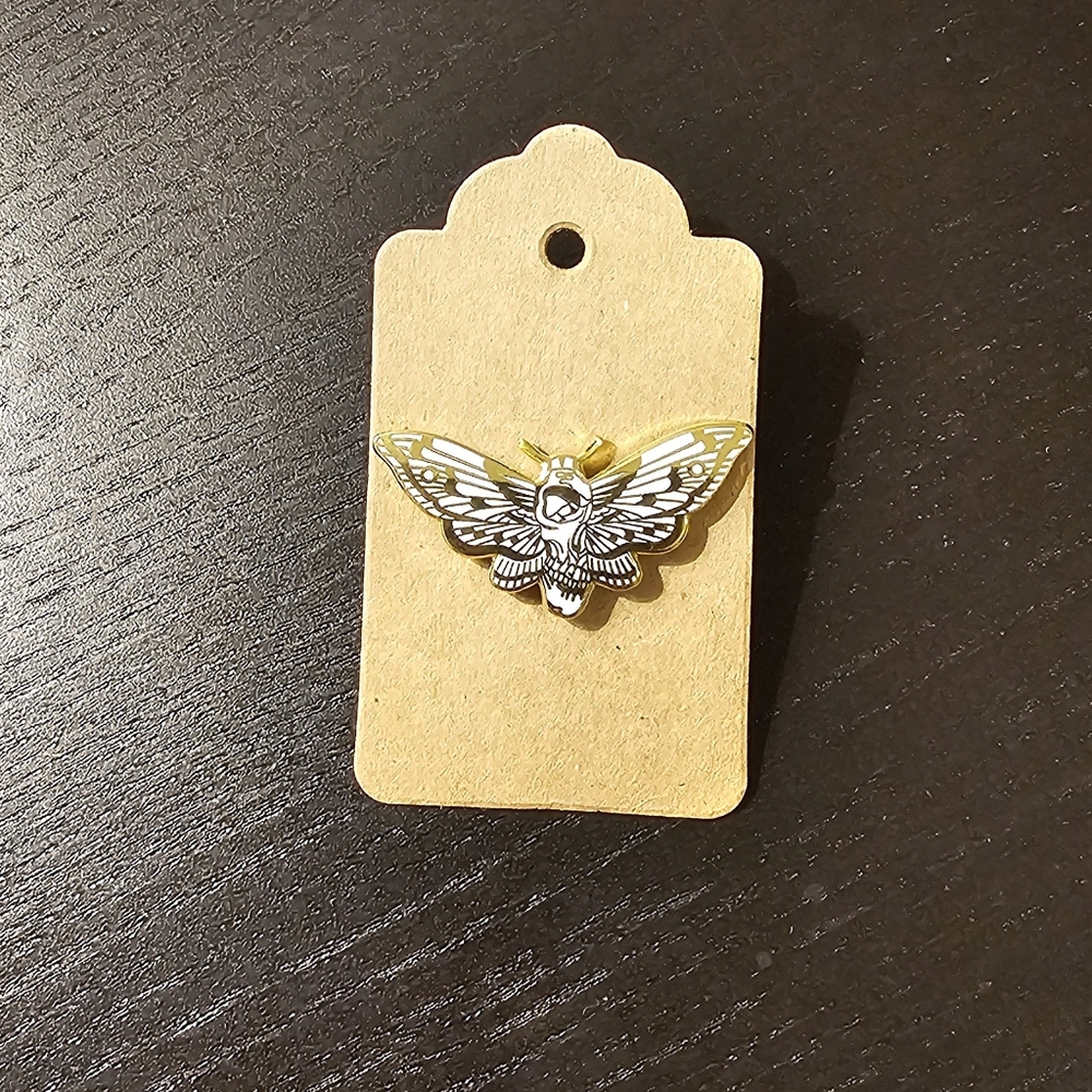 Death's Head Moth Strike Gently Enamel Pin
